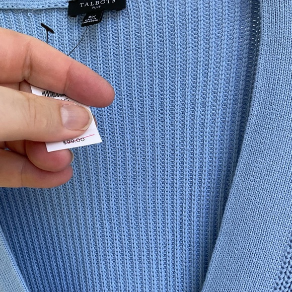 NWT Talbots Pretty Light Blue V-Neck Cardigan Long Sleeve Sweater - Picture 5 of 6